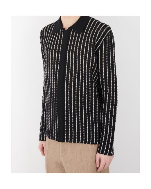 Jil Sander Black Crochet Knitted Cardigan for men