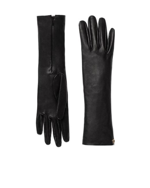 Gucci Black Leather Gloves With Double G