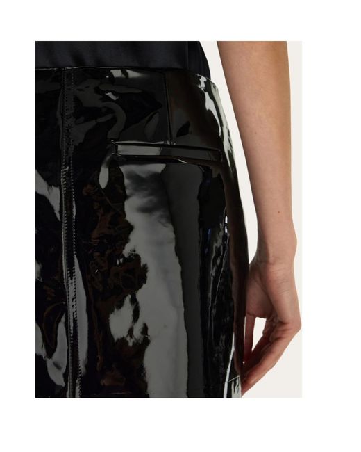 Ferragamo Black Patent Leather Pencil Skirt