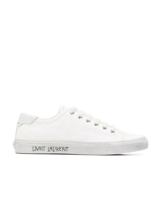 Saint Laurent White Malibu Distressed-Effect Sneakers
