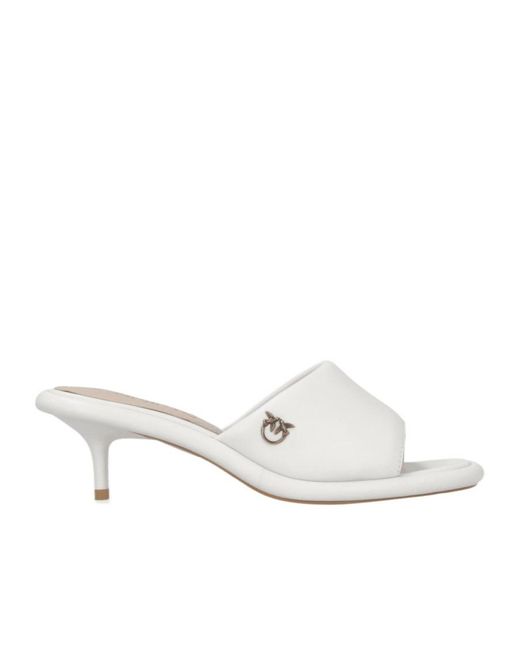 Pinko White Love Birds-Plaque Mules