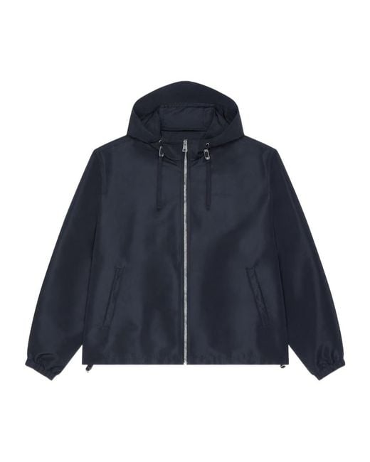 Givenchy Blue Logo Embroidered Zip-Up Windbreaker for men