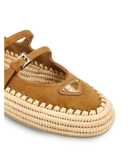 Prada Brown Woven Design Ballet Shoes