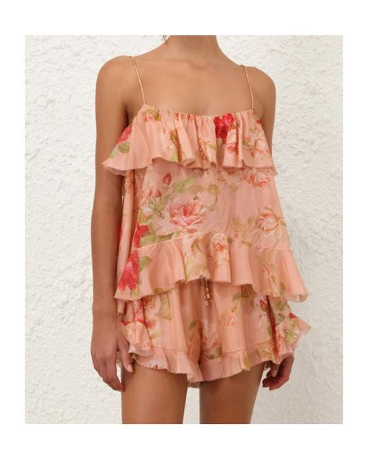 Zimmermann Pink Roselight Frill Cami Top