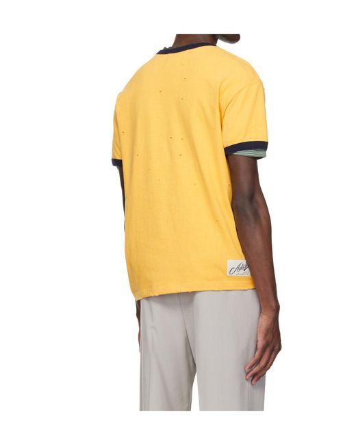 ANDERSSON BELL Yellow Logo Patch Crew Neck T-Shirt for men