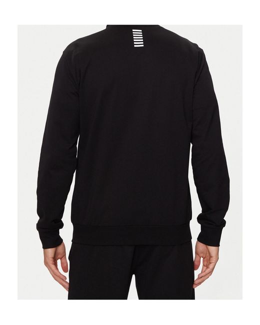 EA7 Black Zip-Up High Neck Sweatshirt for men