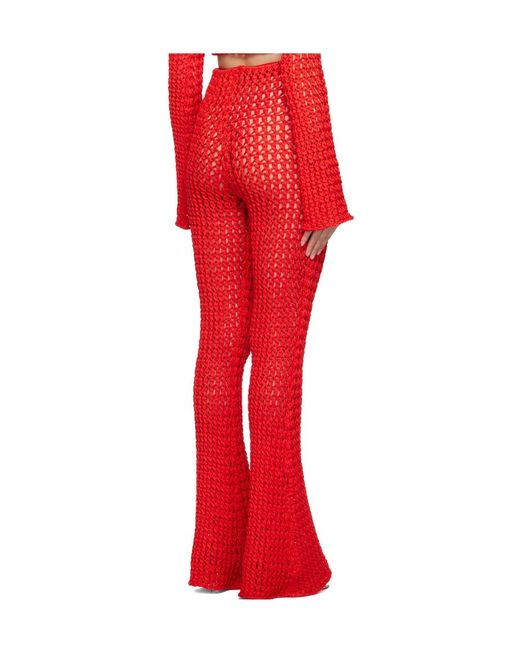 Moschino Red Crocheted Casual Pants