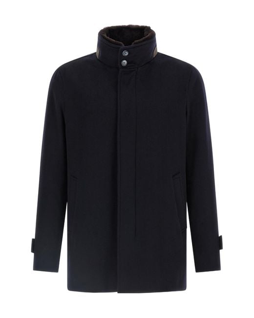 Herno Blue Long-Sleeved Straight-Hem Jacket for men