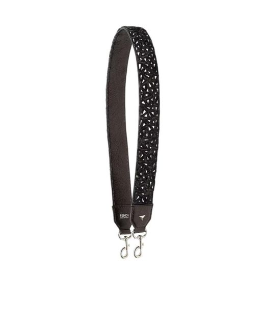Fendi Black Leather Shoulder Strap