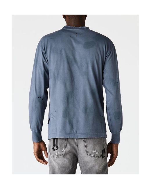 Palm Angels Blue Gfraphic-Print Garment-Dyed Sweatshirt for men