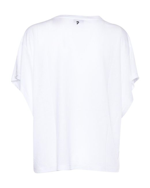 Dondup White V-Neck Wide Short Sleeved T-Shirt