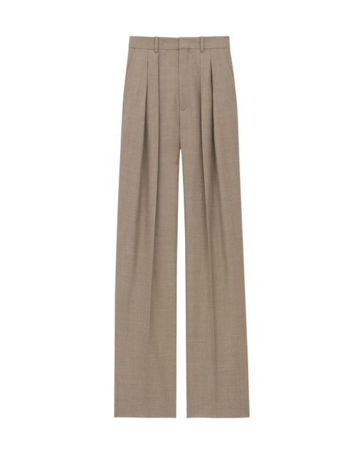 Saint Laurent Natural Wide-Leg Tailored Pants