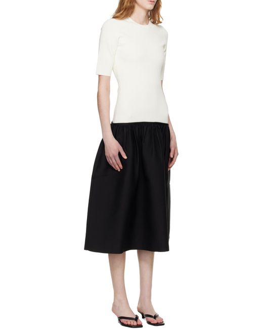 Totême White Totême Short-Sleeve Gathered Detail Dress