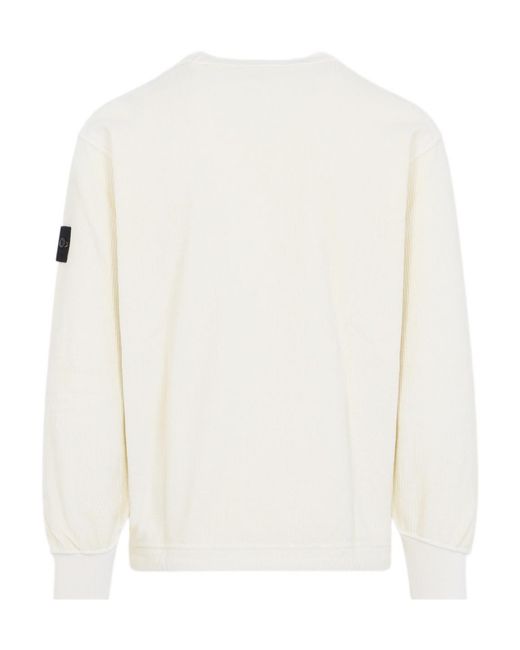 Stone Island White Long-Sleeve Sweatshirt for men