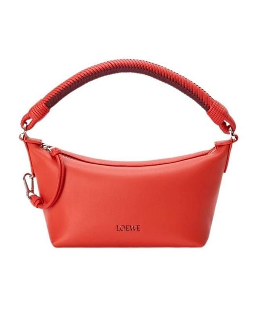 Loewe Red Braided Handle Shoulder Bag