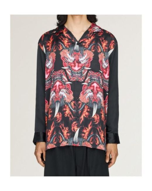 Y-3 Green Satin Graphic Shirt for men