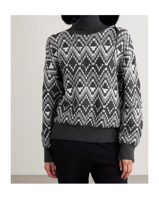 Varley Black Ida Fair Isle Knitted Turtleneck Sweater