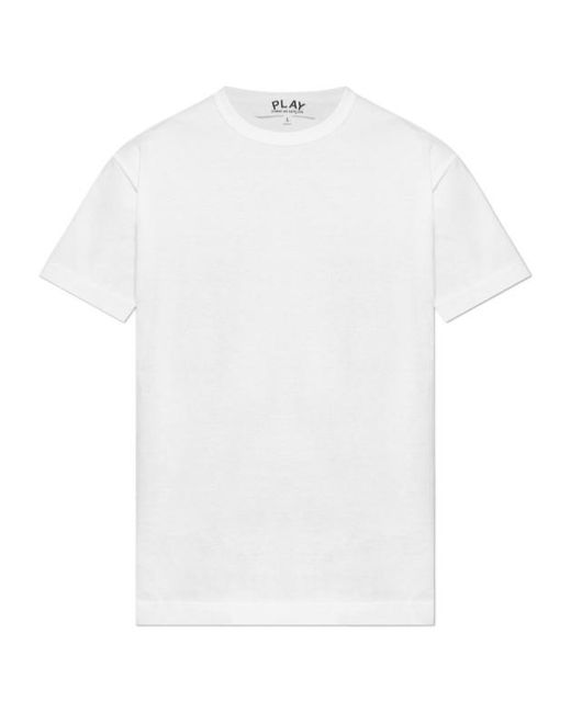 COMME DES GARÇONS PLAY White Comme Des Garçons Play Logo Patch Crewneck T-Shirt for men