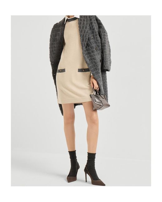Brunello Cucinelli Natural Pocket Trim Mini Dress
