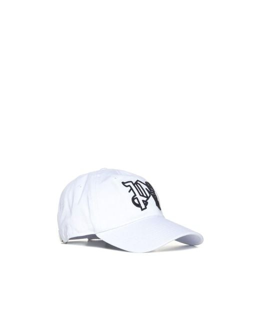 Palm Angels White Monogram Embroidered Baseball Cap for men