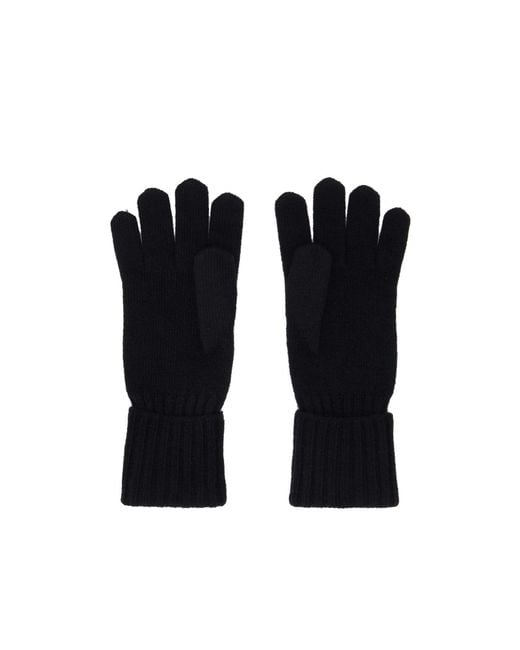 MM6 by Maison Margiela Black Ribbed-Cuff Logo-Patch Gloves