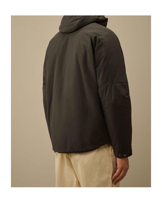 C P Company Black Long Sleeve Hooded Cotton Coat for men