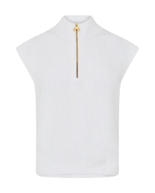Barbour White Half-Zip Sweater