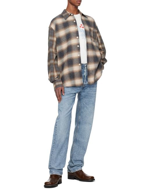 Our Legacy Green Above Check Pattern Buttoned Shirt for men
