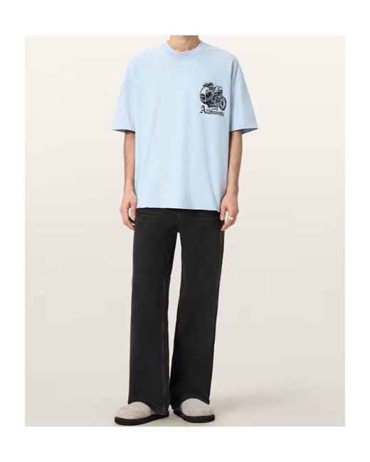 AllSaints Blue Panhead Oversized Graphic T-Shirt for men