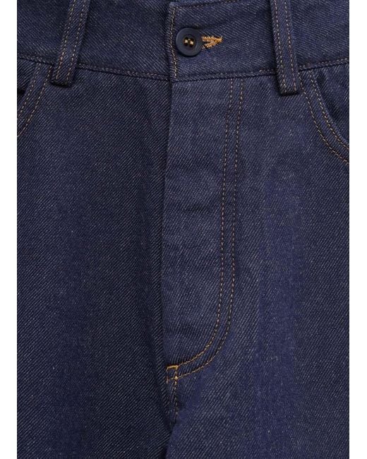 Baserange Blue Contrasting Zip-Fastening Jeans