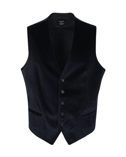 Tagliatore Blue Single-Breasted Panelled Waistcoat for men