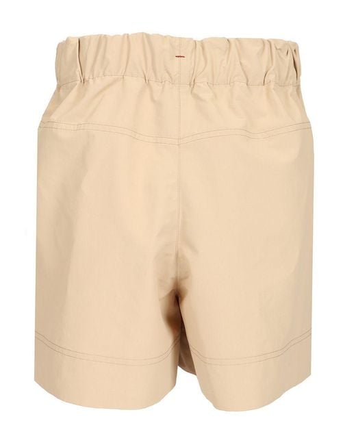 Moncler Natural Grenoble Logo Patch Drawstring Shorts