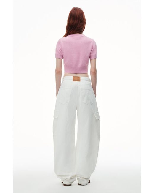 T By Alexander Wang Pink Cropped Knitted Top