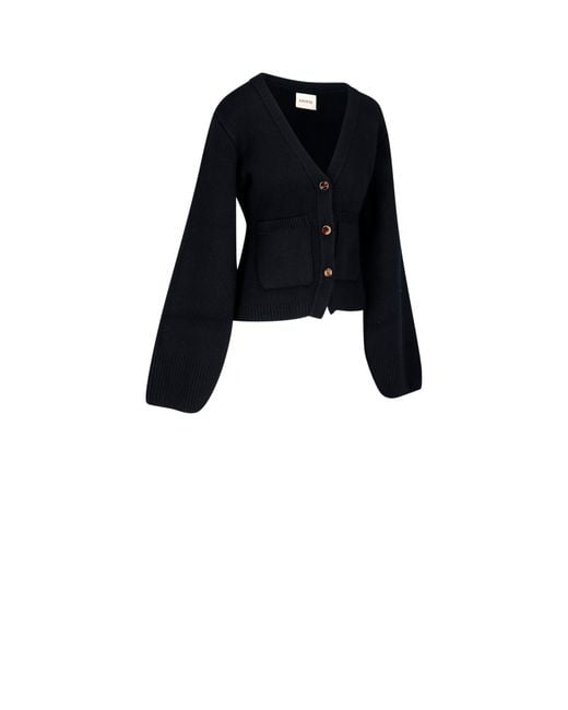 Khaite Black Scarlett V-Neck Knitted Cardigan
