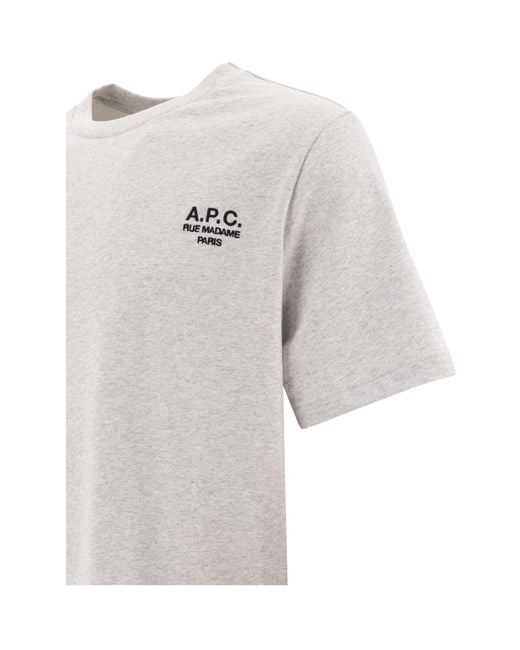 A.P.C. White Logo Embroidered Crewneck T-Shirt for men