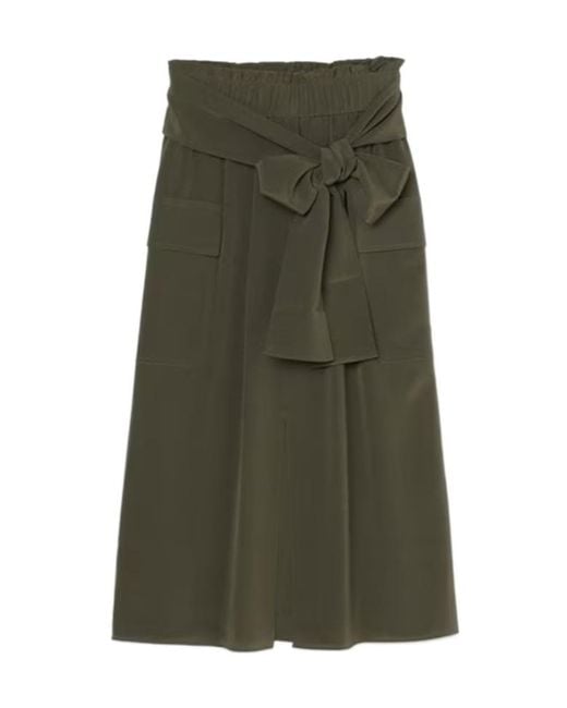 Joseph Green Crepe Pleated Skirt