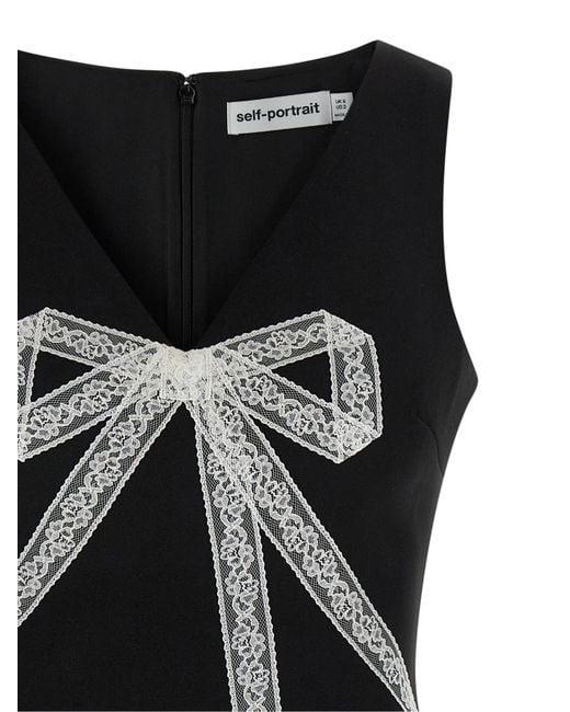 Self-Portrait Black Bow Lace Mini Dress