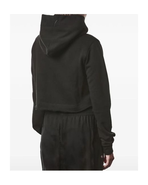 Thom Krom Black Cropped Cotton Hoodie