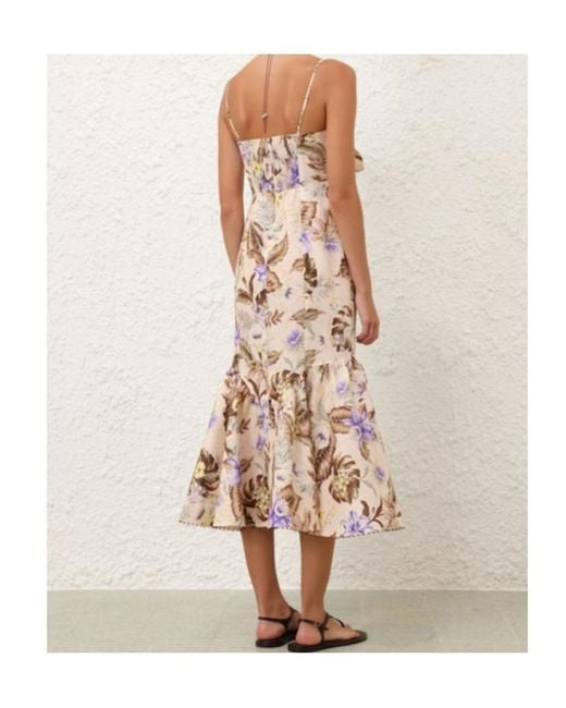Zimmermann Natural Coco Tie Front Midi Dress