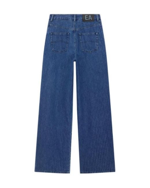 Emporio Armani Blue Herringbone-Pattern Tie-Fastening Jeans
