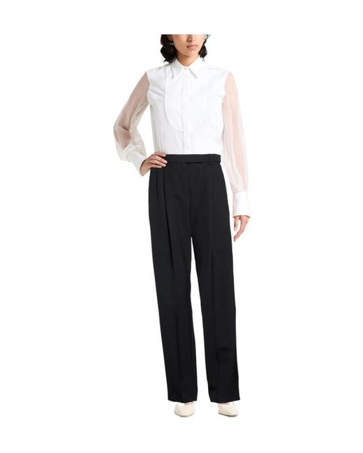 Sportmax Black Solid-Colored Straight-Leg Pants