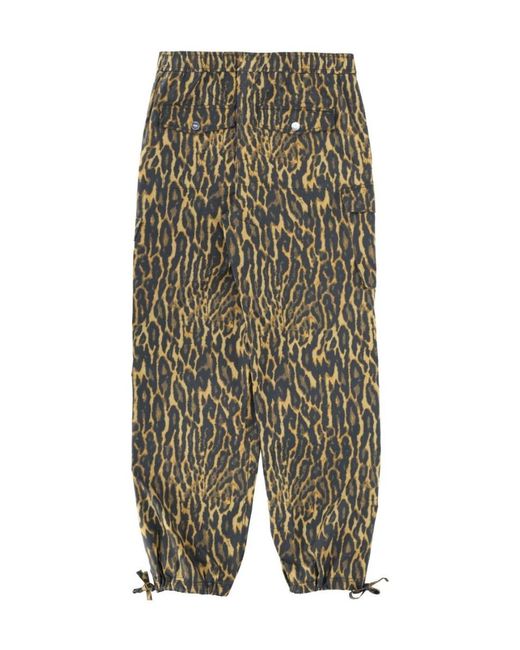 Ganni Green Leopard Printed Cargo Trousers