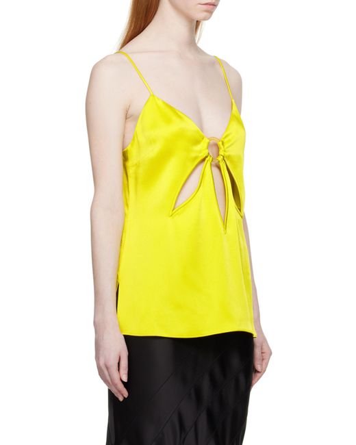 Stella McCartney Yellow Cut-Out Detailed Sleeveless Satin Vest