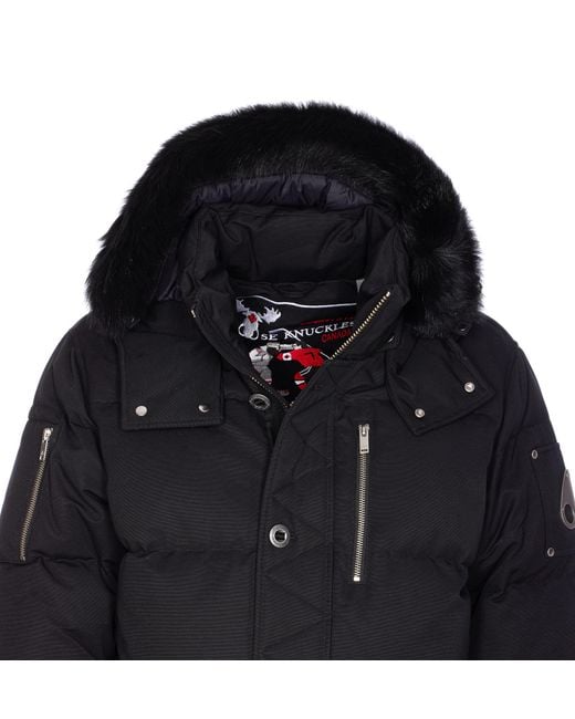 Moose Knuckles Blue Removable-Hood Quilted Coat for men