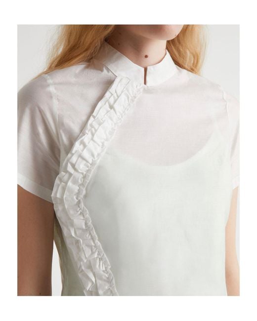Paloma Wool Gray Gaspar Ruffle-Trimmed Short-Sleeve Blouse