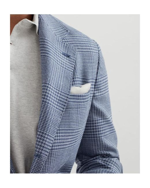 Brunello Cucinelli Blue Checked Jacket for men