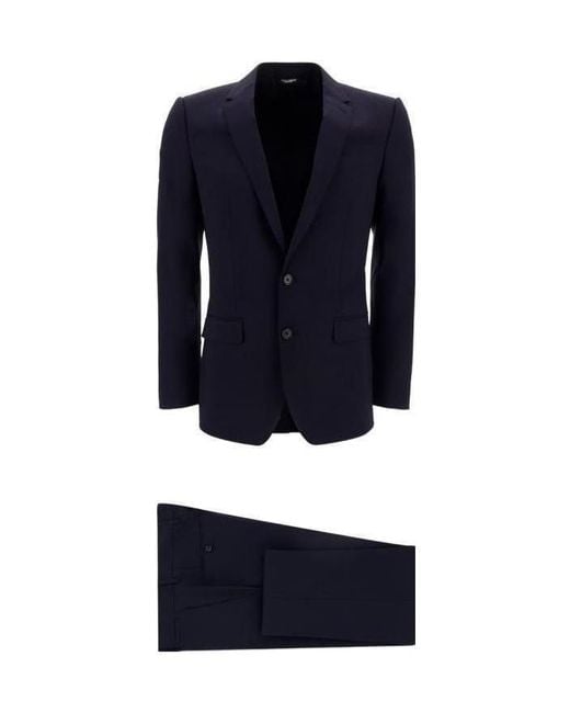 Dolce & Gabbana Blue Single-Breasted Two-Piece Suit for men