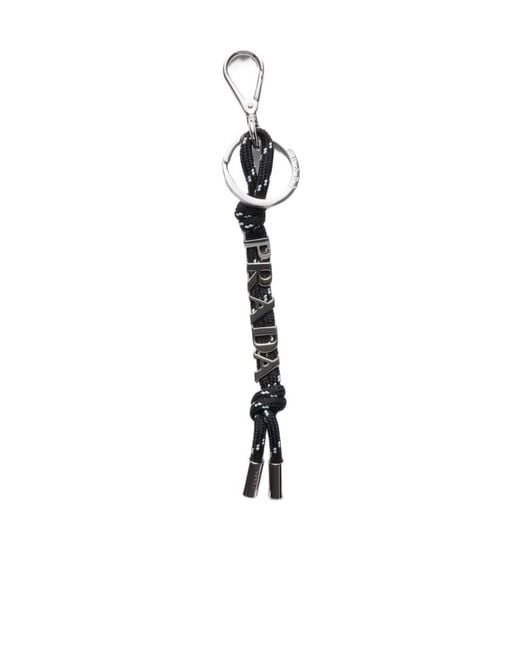 Prada White Speedrock Keychain for men