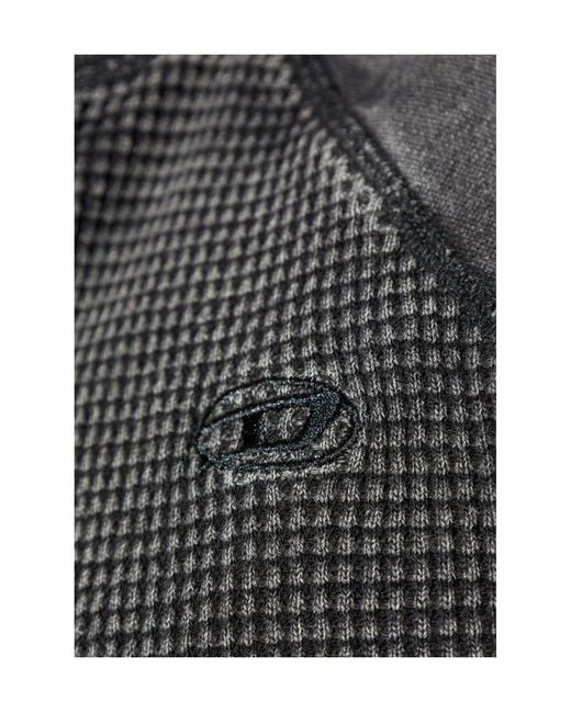 DIESEL Gray Wafy-Zip-Rag Logo Embroidered Sweatshirt for men