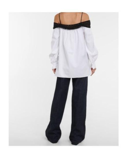 Gabriela Hearst White Augustin Lace-Trimmed Blouse